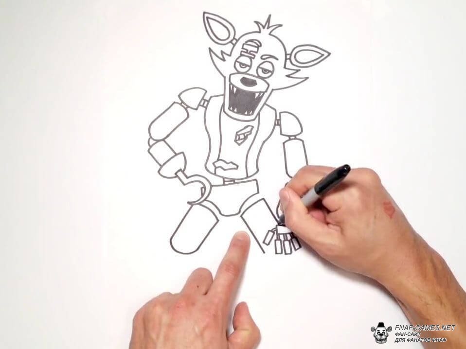 Как нарисовать Фокси из ФНаФ карандашом поэтапно для начинающих