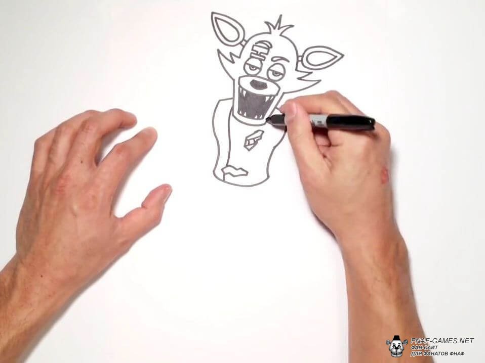 Как нарисовать Фокси из ФНаФ карандашом поэтапно для начинающих
